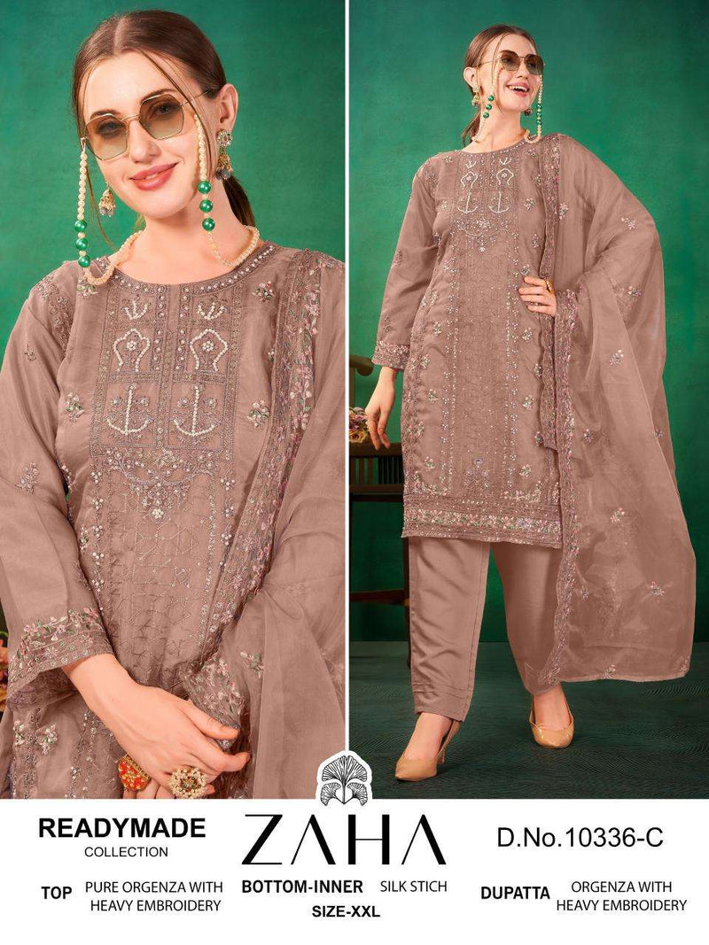 Zaha D No 10336 Organza With Heavy Embroidered Exclusive Designer Pret