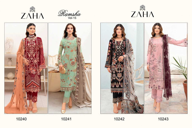 Zaha Ramsha Vol 15 Georgette Heavy Embroidered Work Pakistani Suit