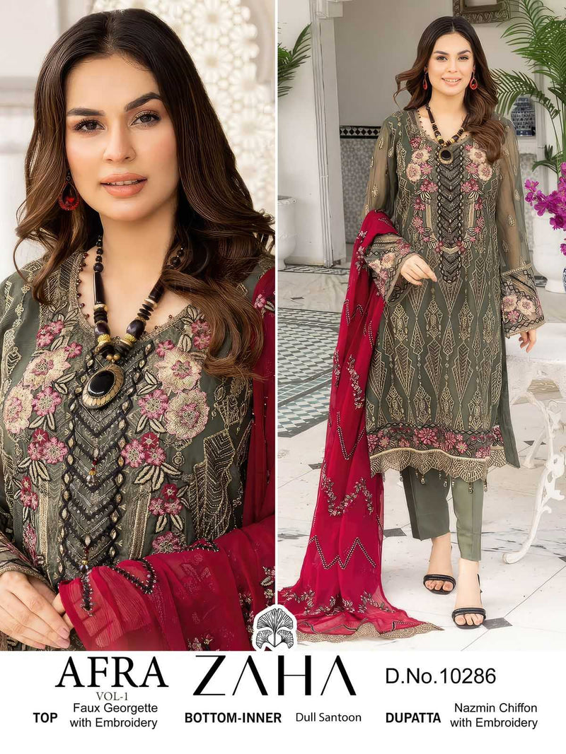 Zaha Afra Vol 1 Georgette Heavy Embroidered Work Salwar Suit