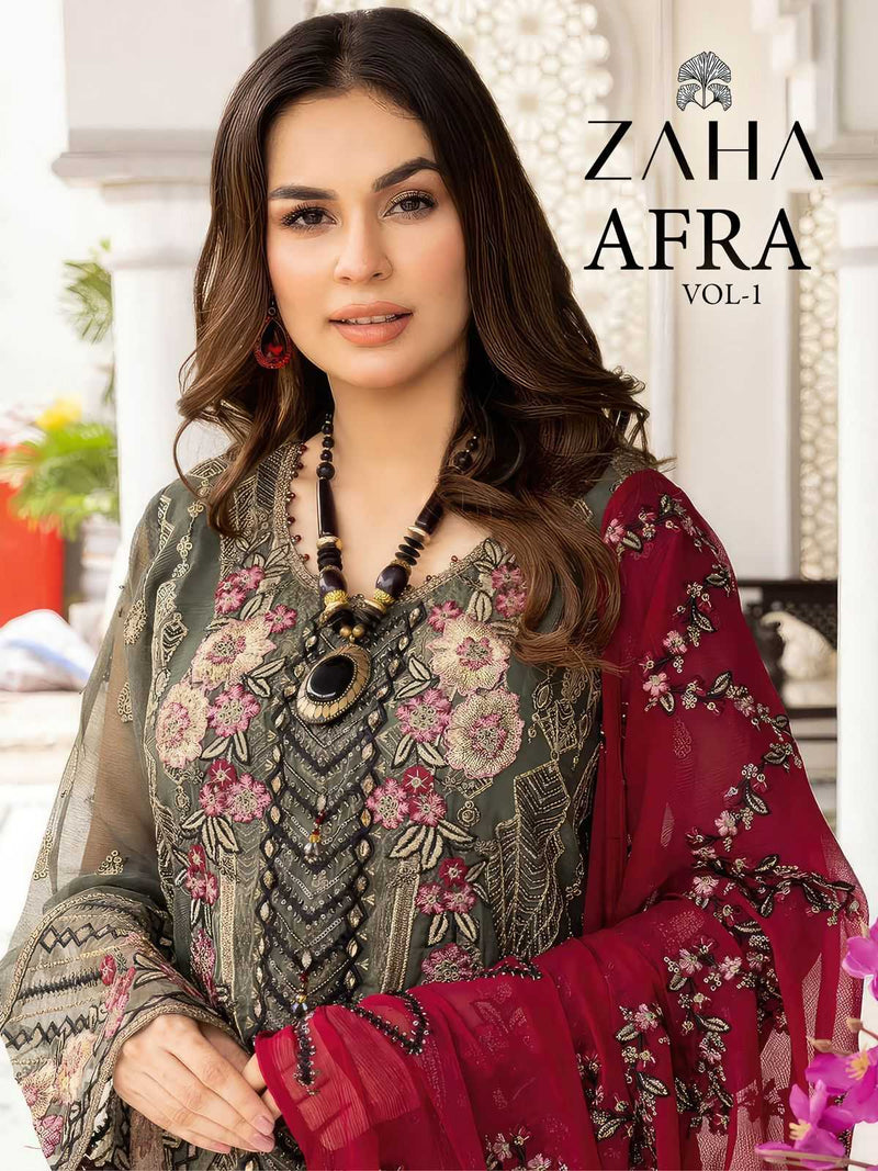 Zaha Afra Vol 1 Georgette Heavy Embroidered Work Salwar Suit