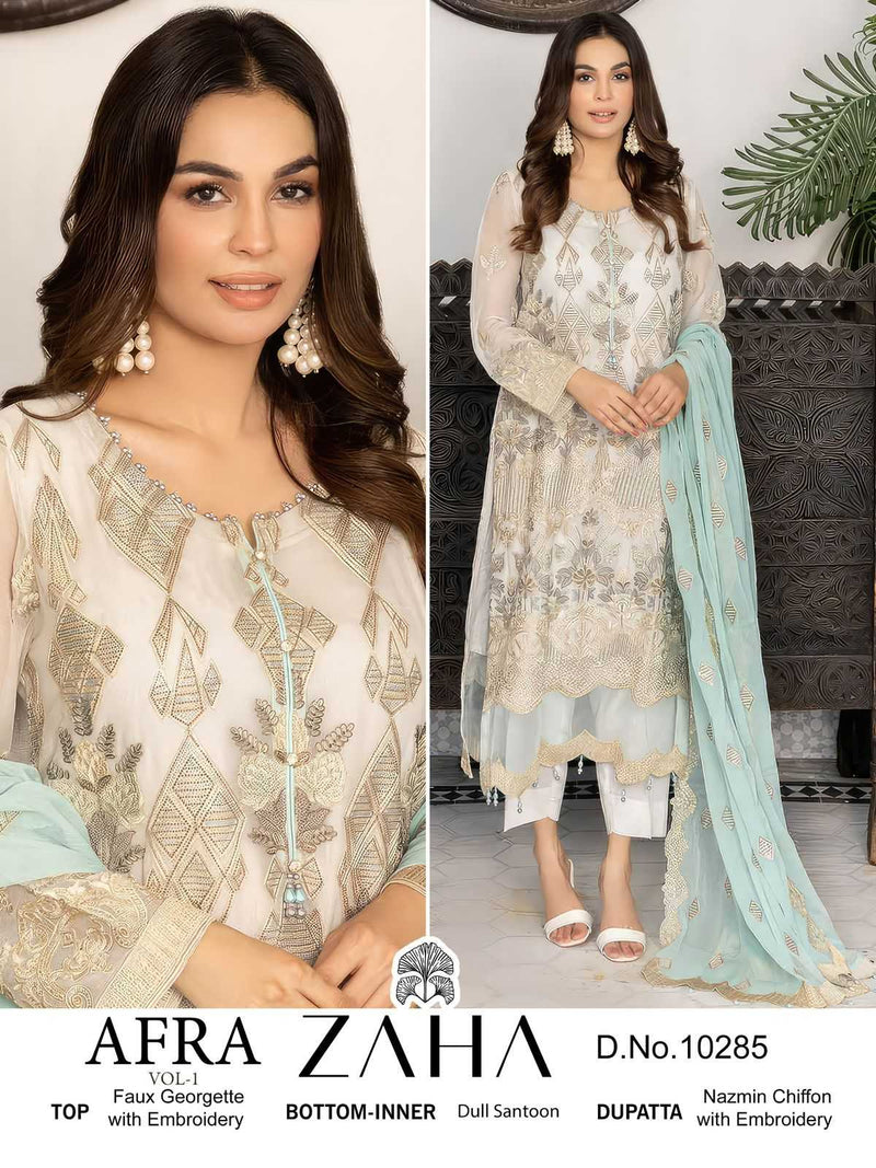 Zaha Afra Vol 1 Georgette Heavy Embroidered Work Salwar Suit