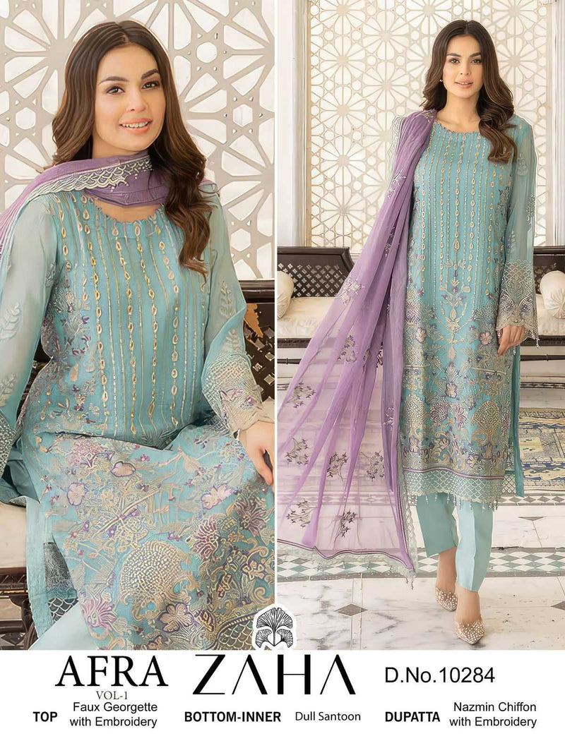 Zaha Afra Vol 1 Georgette Heavy Embroidered Work Salwar Suit