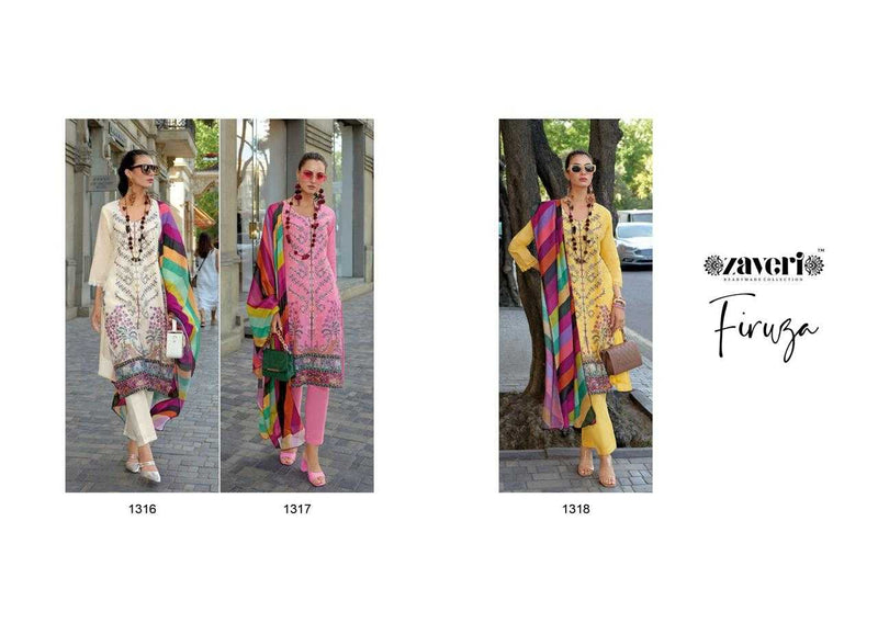 Zaveri Firuza Cotton With Digital Print Heavy Embroidery Pakistani Wear Combo Set Of Kurti