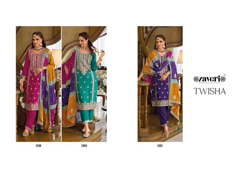 Zaveri Twisha Chinon With Heavy Embroidery Digital Printed Fancy Designer Set Of Pret Kurti