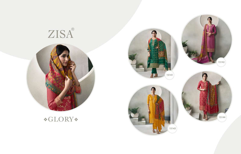 Zisa Glory Jacquard Crystal Fancy Partywear Salwar Suit