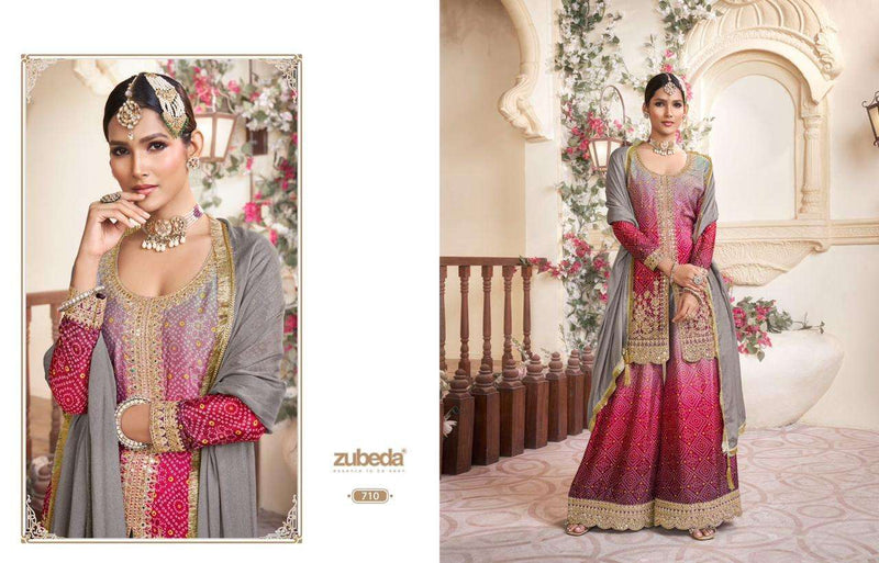 Zubeda Rangrezia Pure Chinon Silk Embroidered Handwork Wedding Wear Suit