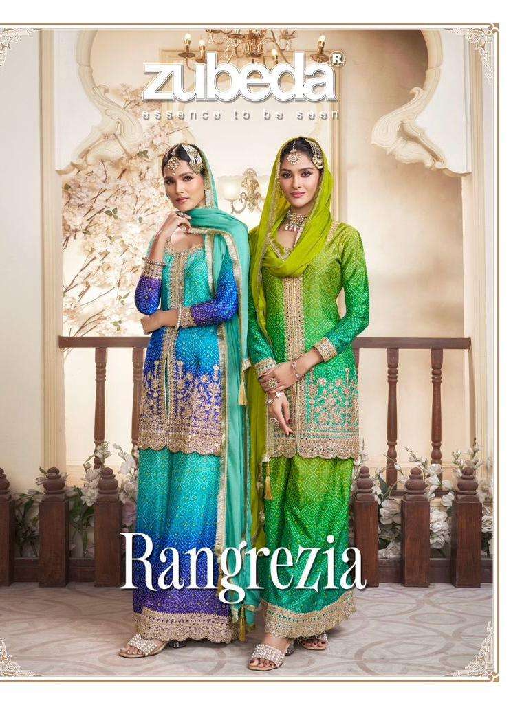 Zubeda Rangrezia Pure Chinon Silk Embroidered Handwork Wedding Wear Suit