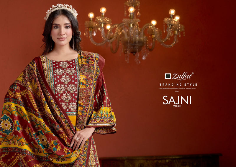 Zulfat Designer Studio Sajni Vol 2 Pure Jam Cotton Handwork Salwar Suit