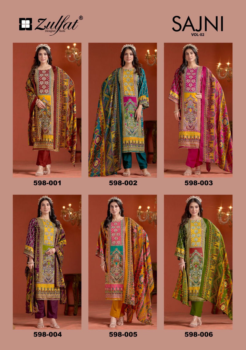 Zulfat Designer Studio Sajni Vol 2 Pure Jam Cotton Handwork Salwar Suit