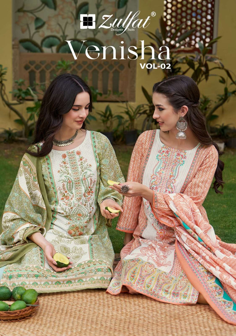 Zulfat Designer Studio Venisha Vol 2 Pure Cotton Exclusive Embroidered Work Salwar Suit