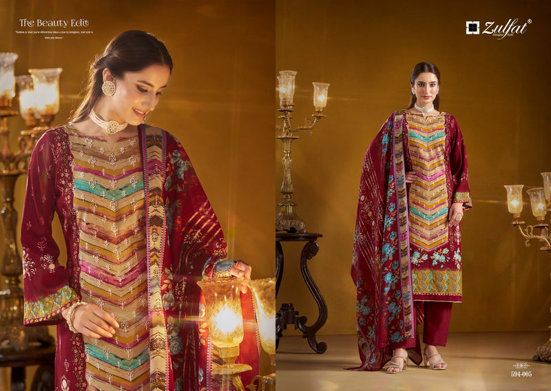 Zulfat Designer Suits Aayat Reloaded Pure Viscose Rayon Designer Print Handwork Suit