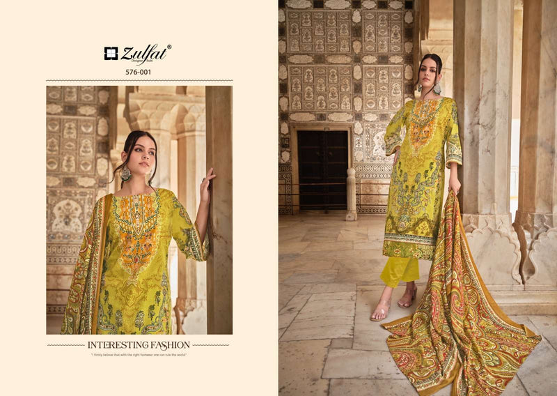 Zulfat Designer Suits Gulrez Vol 4 Pure Cotton Embroidered Work Salwar Suit