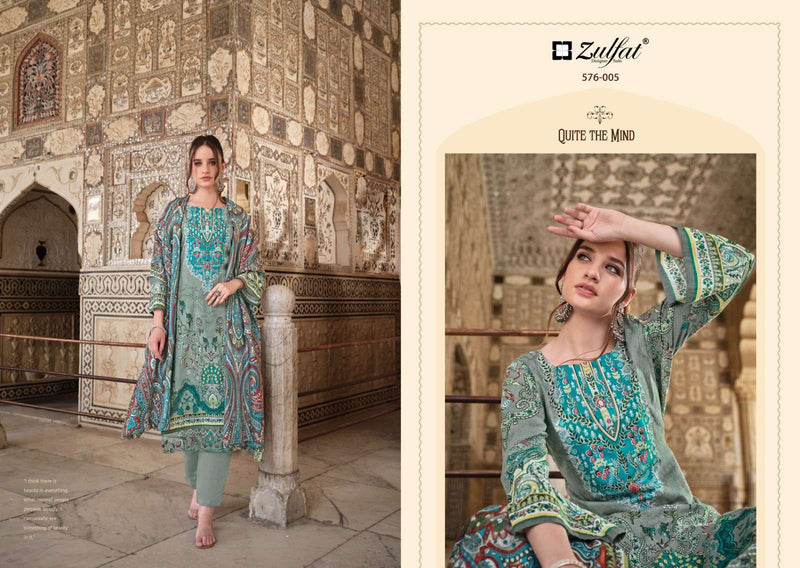 Zulfat Designer Suits Gulrez Vol 4 Pure Cotton Embroidered Work Salwar Suit