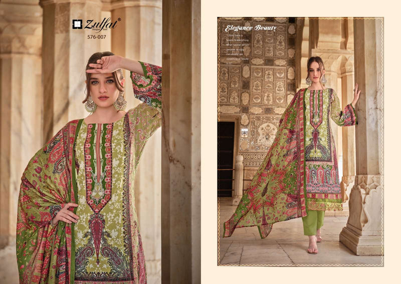 Zulfat Designer Suits Gulrez Vol 4 Pure Cotton Embroidered Work Salwar Suit