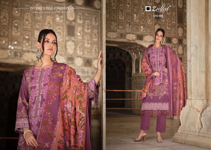 Zulfat Designer Suits Gulrez Vol 4 Pure Cotton Embroidered Work Salwar Suit