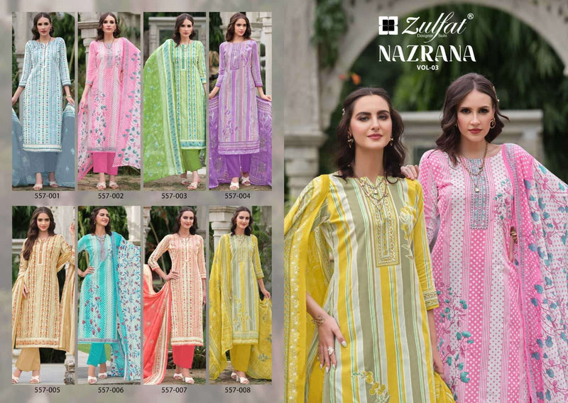 Zulfat Designer Suits Nazrana Vol 3 Pure Cotton Exclusive Printed Salwar Kameez