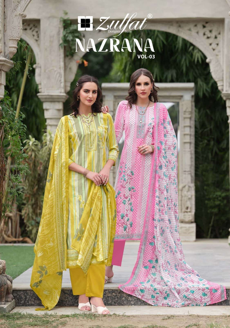 Zulfat Designer Suits Nazrana Vol 3 Pure Cotton Exclusive Printed Salwar Kameez