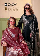 Zulfat Designer Suits Rawiya Pure Jam Satin Heavy Handwork Salwar Suit