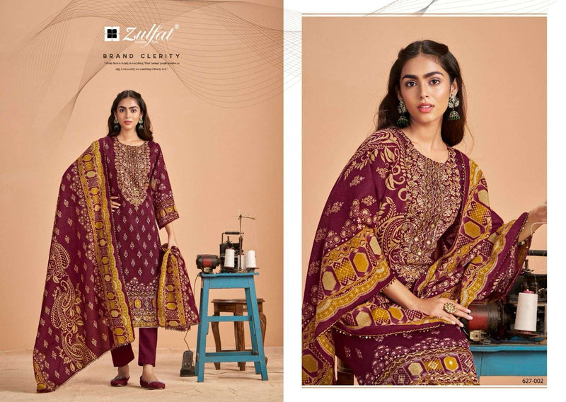 Zulfat Designer Suits Sajni Vol 5 Pure Jam Cotton Designer Print With Handwork Salwar Suit