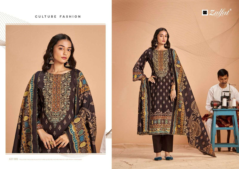 Zulfat Designer Suits Sajni Vol 5 Pure Jam Cotton Designer Print With Handwork Salwar Suit