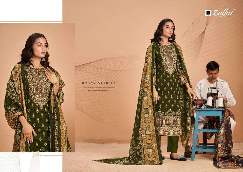 Zulfat Designer Suits Sajni Vol 5 Pure Jam Cotton Designer Print With Handwork Salwar Suit