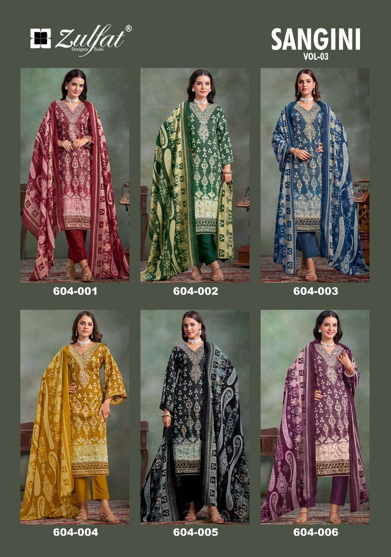 Zulfat Designer Suits Sangini Vol 3 Pure Jam Cotton Designer Print Handwork Suit