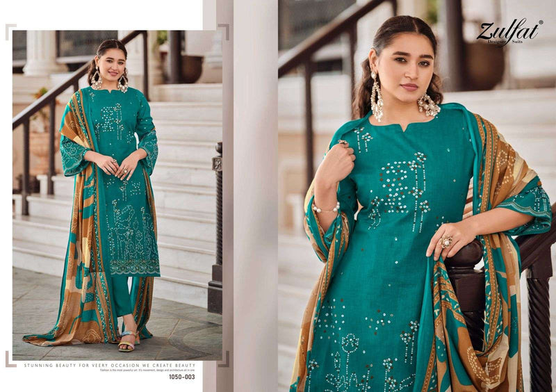 Zulfat Designer Suits Shanaya Pure Cotton Designer Handwork Salwar Kameez