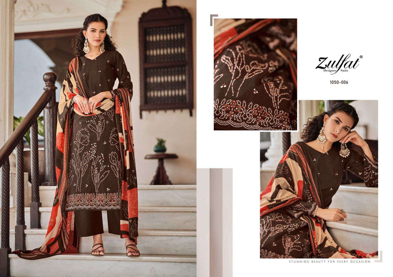 Zulfat Designer Suits Shanaya Pure Cotton Designer Handwork Salwar Kameez