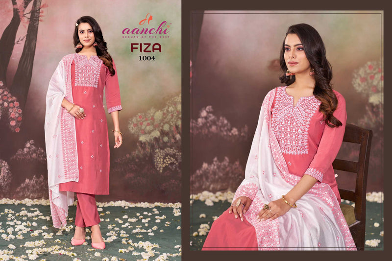 Aanchi Fiza Casual Wear Roman Silk Top Bottom And Printed Dupatta Kurti Set