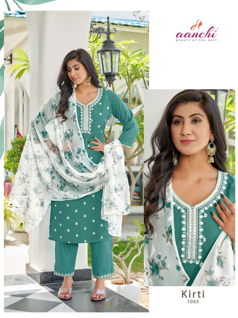 Aanchi Kurtis Kirti Silk Top Bottom With Lining And Fancy Digital Dupatta Set