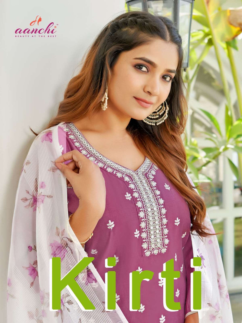 Aanchi Kurtis Kirti Silk Top Bottom With Lining And Fancy Digital Dupatta Set