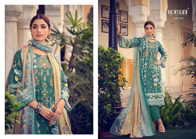 Romani Aarzu Vol 4 Soft Cotton Digital Style Print Embroidery Work Fancy Salwar Kameez