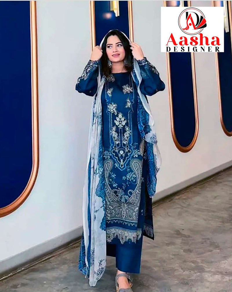 Aasha Designer D No 1006 1007 Cotton Print Patch Heavy Embroidery Suit