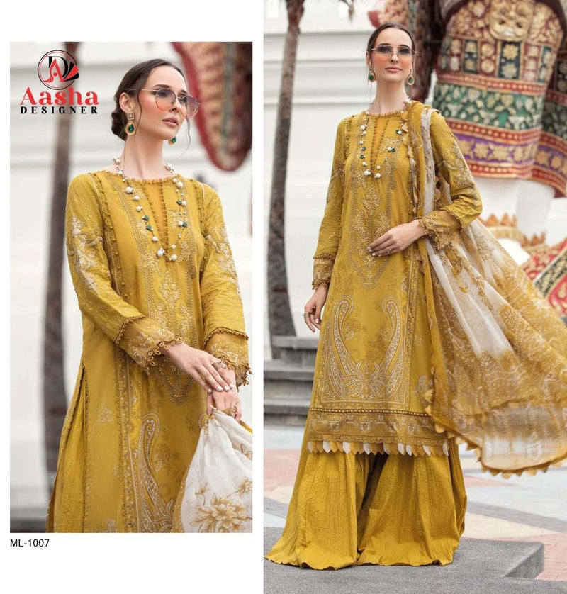 Aasha Designer D No 1006 1007 Cotton Print Patch Heavy Embroidery Suit