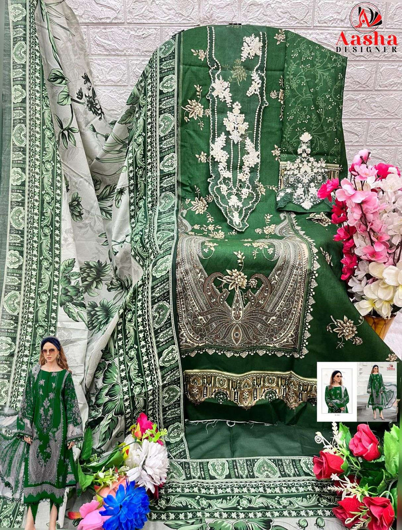 Aasha Designer D No 1006 1007 Cotton Print Patch Heavy Embroidery Suit