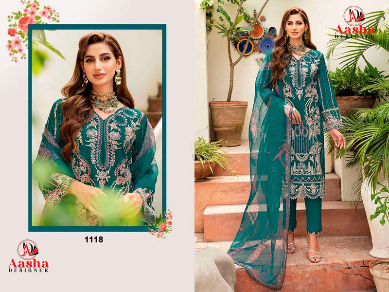 Aasha Designer D No 1118 Rayon Embroidery Work Designer Party Wear Suit