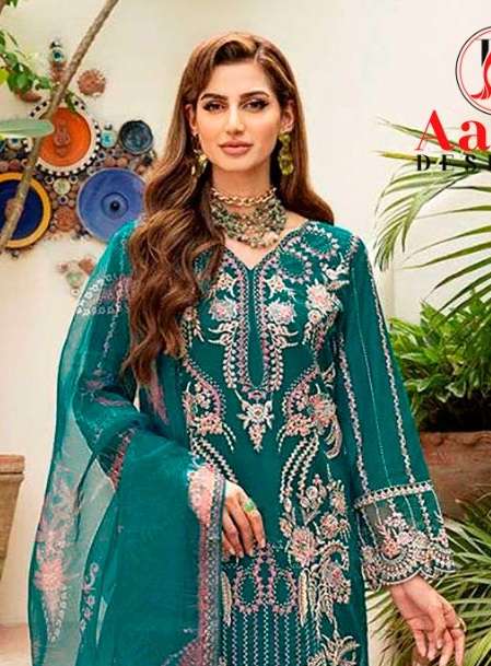 Aasha Designer D No 1118 Rayon Embroidery Work Designer Party Wear Suit