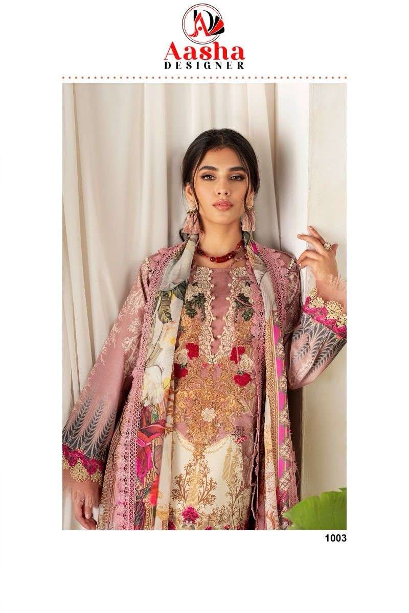 Aasha Designer Design No 1003 Cotton Print Patch Embroidery Salwar Kameez