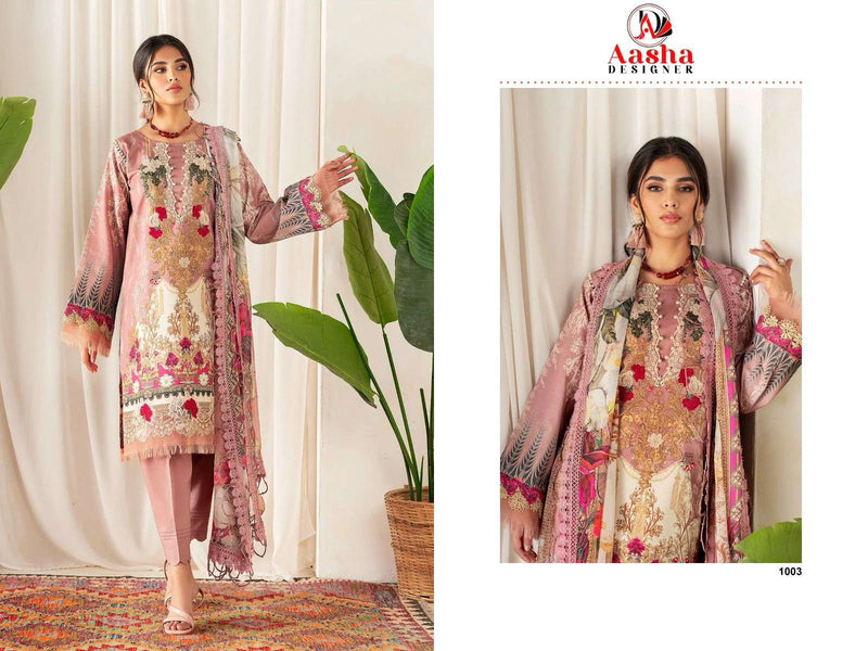 Aasha Designer Design No 1003 Cotton Print Patch Embroidery Salwar Kameez