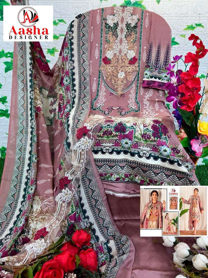 Aasha Designer Design No 1003 Cotton Print Patch Embroidery Salwar Kameez