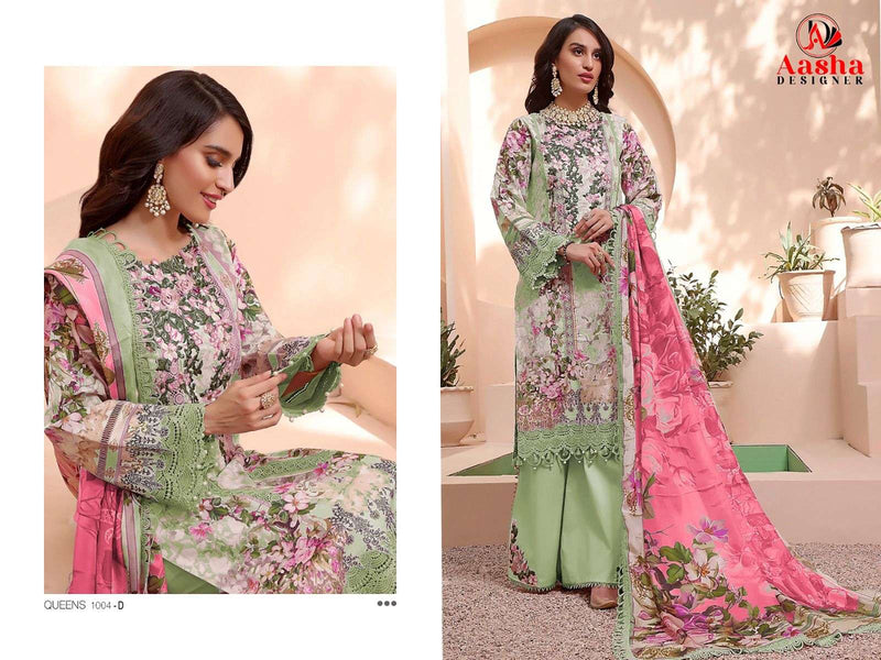 Aasha Designer Design No 1004 Abcd Cotton Print Patch Embroidery Fancy Salwar Suit