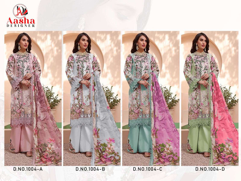 Aasha Designer Design No 1004 Abcd Cotton Print Patch Embroidery Fancy Salwar Suit