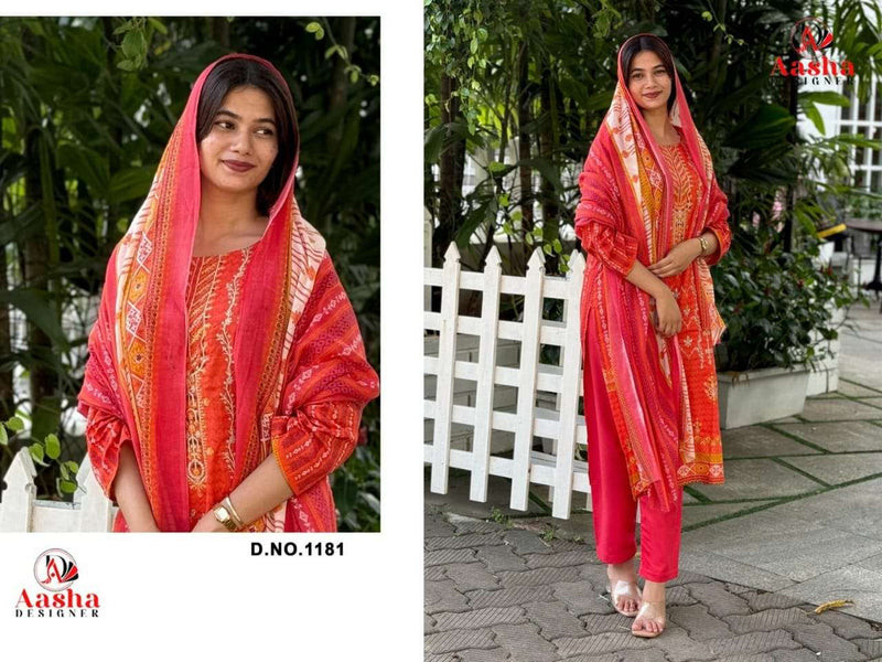 Harsha Vol-4 Design 1042A – Pure Cotton Embroidered Suit with Cotton Mal Dupatta