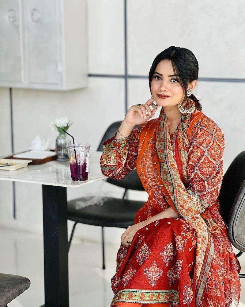 Harsha Vol-4 Design 1042A – Pure Cotton Embroidered Suit with Cotton Mal Dupatta