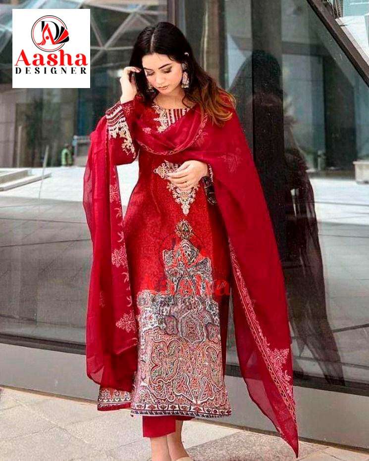 Aasha Designer Design No 1018 Cotton Print Fancy Suit