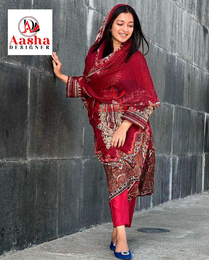 Aasha Designer Design No 1018 Cotton Print Fancy Suit