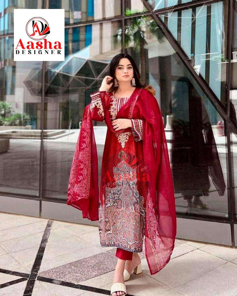 Aasha Designer Design No 1018 Cotton Print Fancy Suit