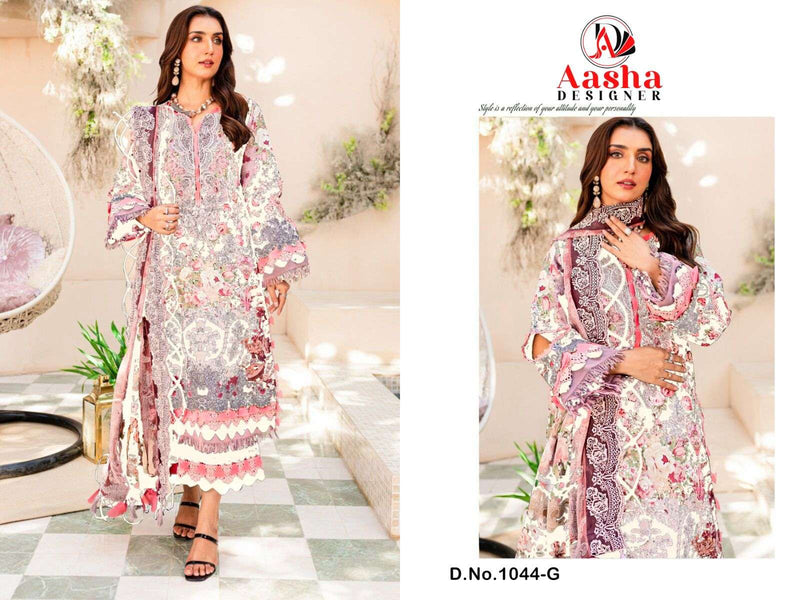 Aasha Designer Design No 1044 G Cotton Print Heavy Embroidery Salwar Suit