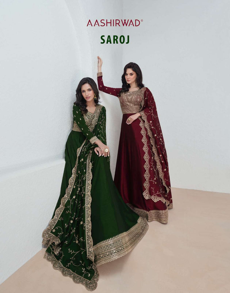 Aashirwad Creation Saroj Silk Designer Long Party Wear Kurti Dupatta