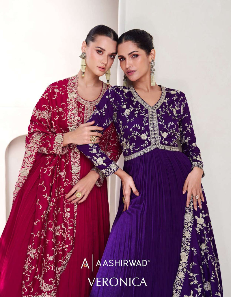 Aashirwad Creation Veronica Silk Heavy Designer Party Wear Dress